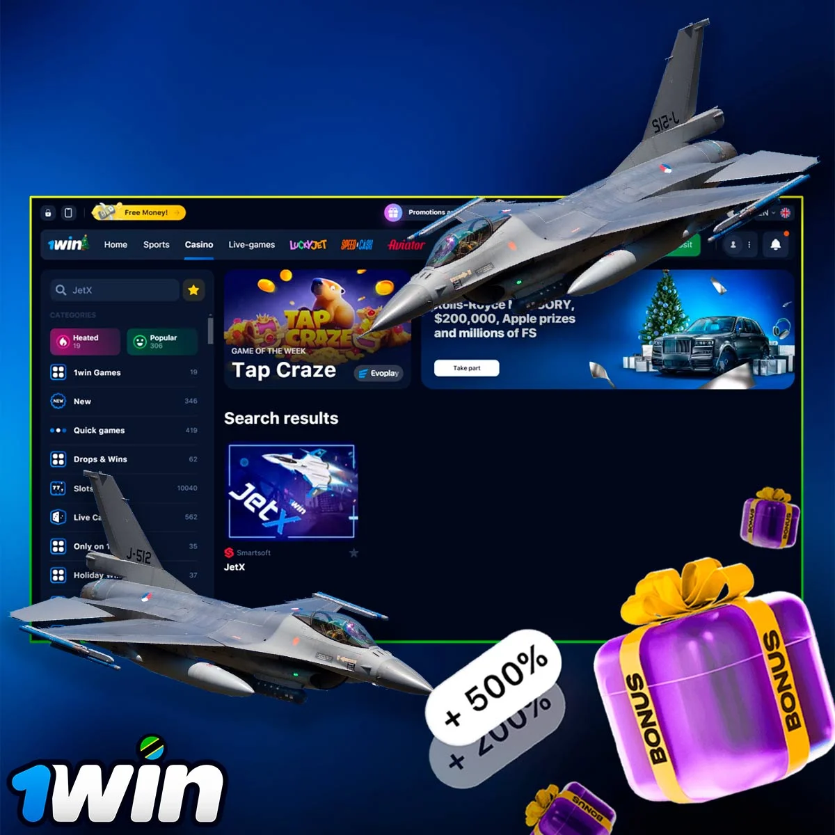 Welcome Bonus at 1Win JetX Casino