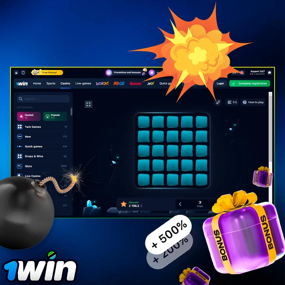 Welcome Bonus at 1Win Mines Casino