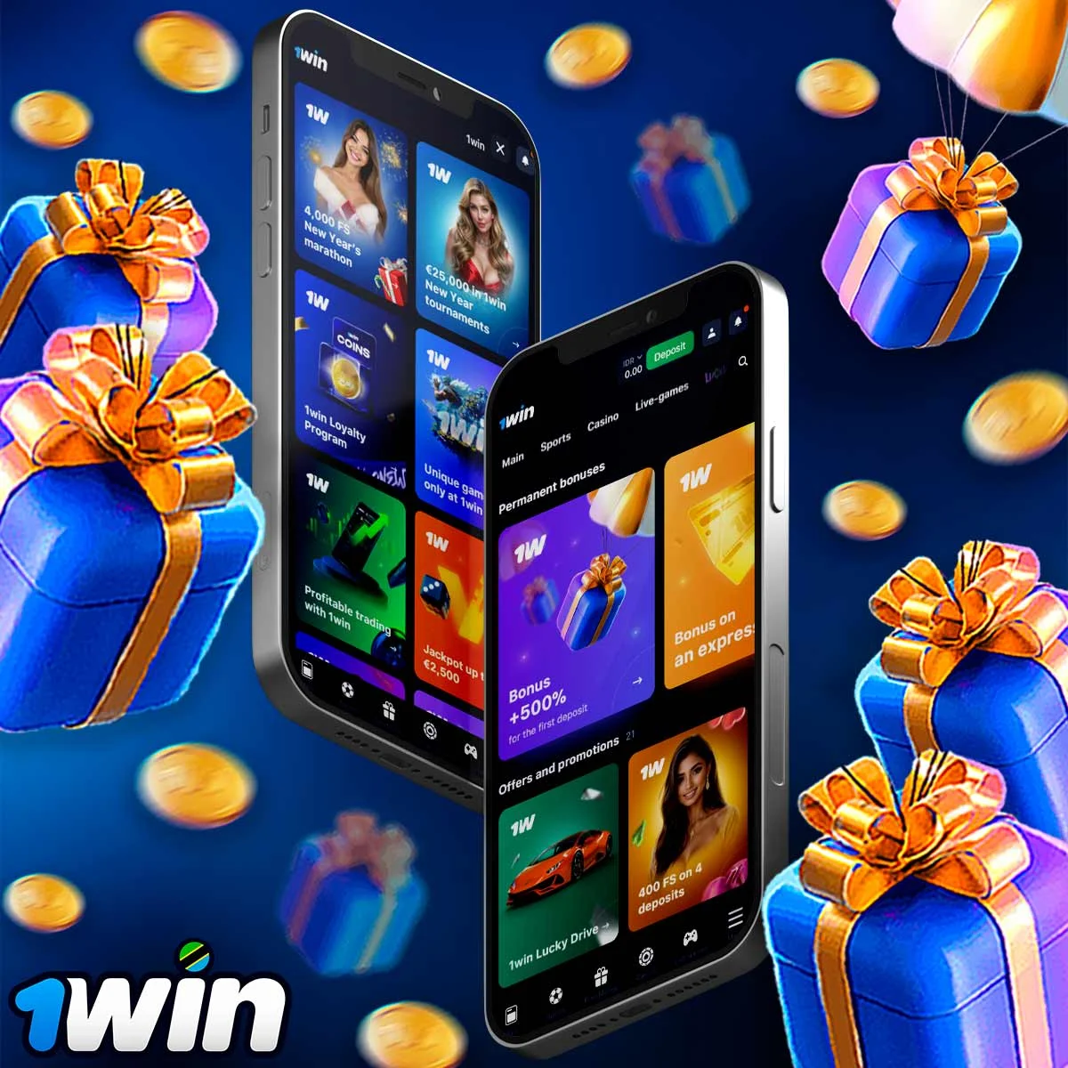 What bonuses and promotions are available on the 1Win Tanzania app?