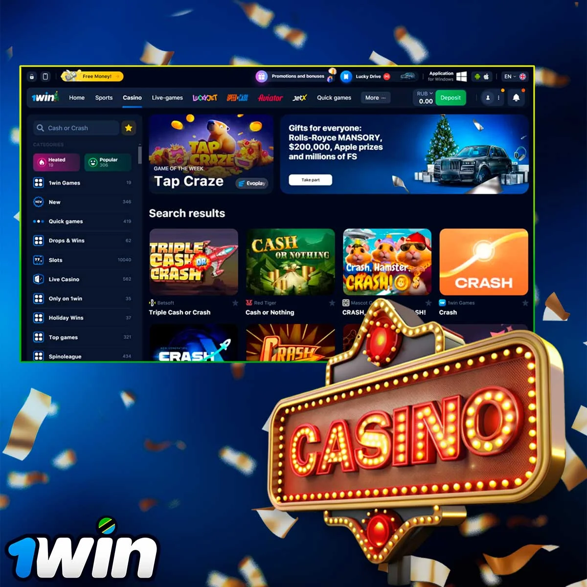 Information about Cash or Crash Games at 1Win