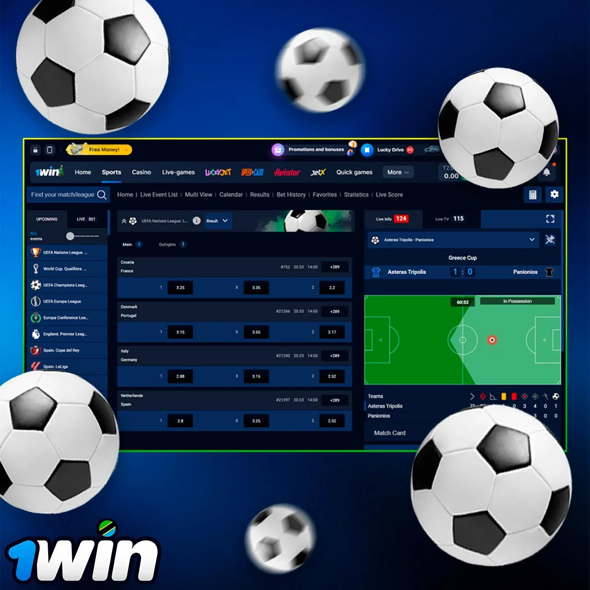 Information about betting on soccer at 1Win Casino