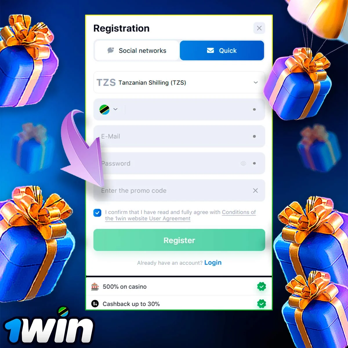 1Win Casino promo code information